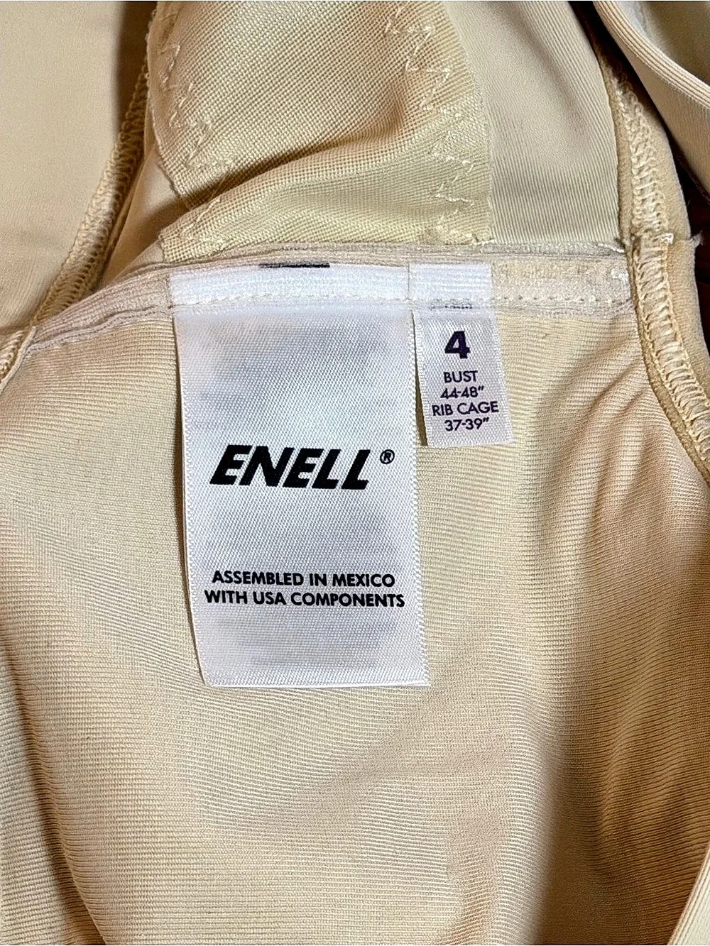 ENELL LITE Sports Bra NL101 Size 4 Ivory Front Hook Wire Free Full Coverage